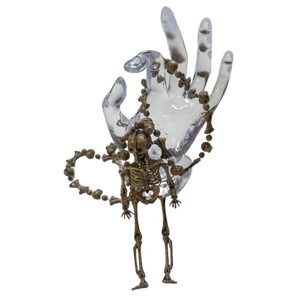 Vintage Halloween Skeleton Rosary Necklace 24" Length Spooky Decor & Costume - Picture 1 of 7